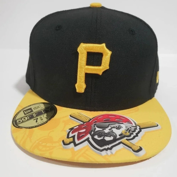 Pittsburgh Pirates New Era 59 Fifty 7 3/8  Black/Yellow Mens Fitted Hat - Picture 1 of 7